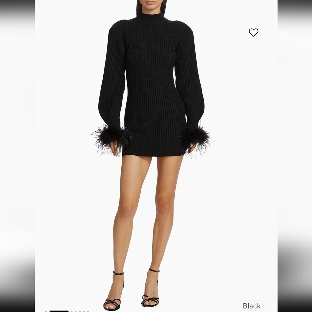 Nonchalant the Label Black Sweater Dress with Feather Cuffs